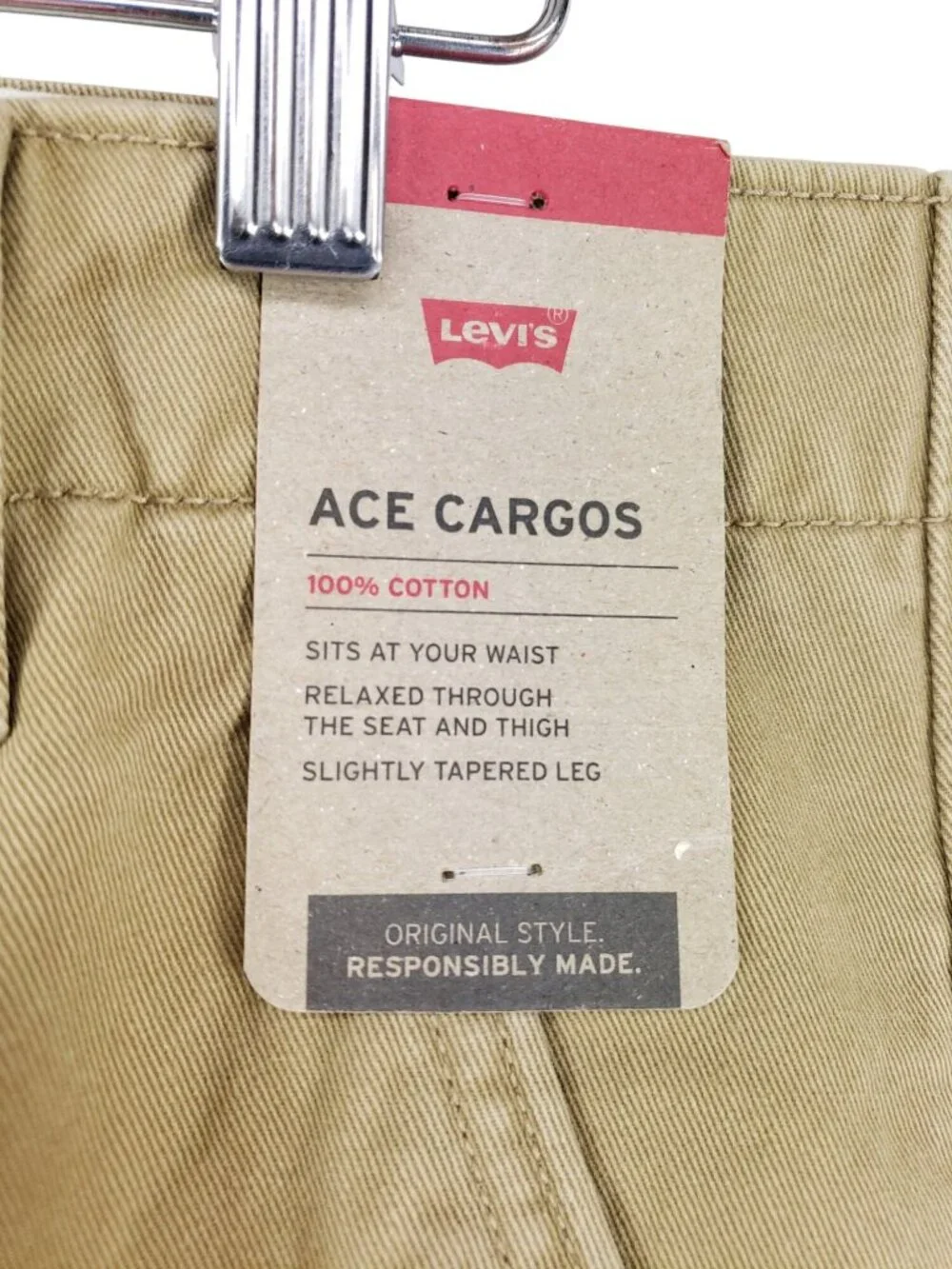 Levis Relaxed Fit Cargo Pants Mens 31x32 Tan Chino Tapered Leg